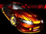  car ford ford_mustang ford_mustang_sn95 glowing highres motor_vehicle no_humans original red_car saleen sports_car toonzoku vehicle_focus 