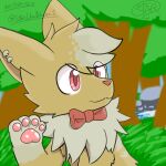 2023 artfight2023 bow_tie day ear_piercing ears_up eeveelution feral forest forest_background fur generation_1_pokemon hair happy hi_res jolteon male multicolored_body multicolored_fur multicolored_hair nature nature_background neck_tuft nintendo pawpads paws piercing plant pokemon pokemon_(species) red_eyes red_nose red_pawpads solo star_umbreon tree tuft tuni_(tunibarks) two_tone_body two_tone_fur two_tone_hair white_body white_fur yellow_body yellow_fur
