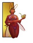 antennae_(anatomy) anthro arthropod breasts clothing female hair hattonslayden insect multi_arm multi_limb pina_colada shesheik_(character) simple_background solo swimwear thighs_together umbrella wings