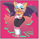 1:1 anthro bat clothed clothing female gloves handwear hi_res legwear looking_aside mammal membrane_(anatomy) membranous_wings narcolepticowl red_background rouge_the_bat sega simple_background smile solo sonic_the_hedgehog_(series) spread_wings wings