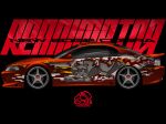  artist_name black_background car ford_mustang_sn95 from_side highres motor_vehicle no_humans original red_car sports_car toonzoku vehicle_focus 