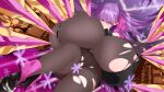  1girl 2021 artist_name black_footwear boots breasts claws collar covered_nipples fate/extra fate/extra_ccc fate/grand_order fate_(series) gigantic_breasts hair_ribbon highres long_hair mnjs nipples pantyhose passionlip_(fate) pink_eyes pink_ribbon purple_hair ribbon skirt solo torn_clothes 