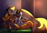  absurd_res anthro bubblepop2001 bulge digital_media_(artwork) dominant dominant_male duo female female_penetrated fox_tail from_front_position hi_res lying male male/female male_penetrating missionary_position on_back patreon penetration reward rough_sex sex slim_anthro 