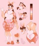 2022 ahoge anthro big_breasts biped breasts butt cherry_blossom color_swatch featureless_breasts featureless_crotch female fer_(ferwanwan) ferwanwan fluffy hair hi_res lagomorph leporid mammal model_sheet nude pink_background plant rabbit simple_background solo standing