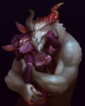 absurd_res anthro bat clothing collar cuddling dragon duo female gem hi_res horn horn_jewelry horn_ring hug intimate jewelry lingerie male male/female mammal muscular muscular_male mythological_creature mythological_scalie mythology purple_body ring ring_(jewelry) ruby_(gem) scales scalie size_difference void_7721 white_body white_dragon white_scales xanvaal