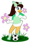  absurd_res almanda_de_quack anatid anseriform anthro athlete athletic athletic_anthro athletic_female avian avian_butt ball bird blueondrive bottomless bottomless_anthro bottomless_female brown_hair clothed clothing disney disney_junior duck female flower footwear hair happy hi_res kicking_ball long_hair mickey_mouse&#039;s_mixed-up_adventures mickey_mouse_clubhouse mickey_mouse_funhouse mickey_mouse_roadster_racers minnie&#039;s_bow-toons nature nature_background plant purple_makeup purple_mascara semi-anthro shoes simple_background smile sneakers soccer soccer_ball soccer_player soccer_socks soccer_uniform socks solo sport sportswear uniform 