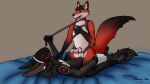  anthro balls canid canine duo fox fur genitals harness hi_res hunamarts knot leash leash_pull machine male male/male mammal penis protogen 