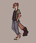 anthro canid canine clothed clothing eikonwy fox hybrid male mammal mustelid musteline simple_background solo stoat true_musteline weasel