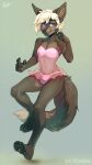  2017 4_toes 5_fingers anthro avery_(itsmythos) black_claws black_nails black_nose black_pawpads blonde_hair blue_eyes bulge canid canine cheek_tuft chest_tuft claws clothed clothing colored_nails crossdressing dipstick_tail eyelashes facial_tuft feet fingers fox fur girly green_background grey_body grey_fur hair hip_tuft inner_ear_fluff kaitycuddle lingerie looking_aside male mammal markings nails navel panties pawpads plantigrade raised_arm raised_leg shadow short_hair signature simple_background smile solo standing tail_markings teddy_(clothing) toes translucent translucent_clothing tuft underwear 