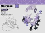 3_eyes ambiguous_gender english_text fakemon feral forked_tongue multi_eye open_mouth purple_body purple_eyes purple_tongue quadruped scalie solo stellanova tail text tongue tongue_out