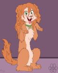  after_transformation canid canine canis collar domestic_dog feral fuf fur hair hi_res male mammal not_furry open_mouth simple_background solo species_transformation tail tongue tongue_out transformation 