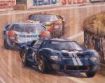  absurdres car circuit_de_la_sarthe english_commentary ford ford_gt40 highres juan_carlos_ferrigno motor_vehicle no_humans oil_painting_(medium) painting_(medium) race_vehicle racecar shadow signature traditional_media vehicle_focus world_sportscar_championship 