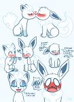  3_toes accidentally_gay alolan_form alolan_vulpix ambiguous_gender big_tail blue_eyes blue_inner_ear blush bubblesoda89 canid canine cute_fangs dialogue duo eevee feet feral fluffy fluffy_tail fur gender_confusion generation_1_pokemon generation_7_pokemon giggling head_tuft heart_symbol hi_res inner_ear_fluff kissing male_(lore) mammal multicolored_body multicolored_fur nervous_sweat nintendo open_mouth pawpads paws pokemon pokemon_(species) pupils quadruped regional_form_(pokemon) simple_background sitting surprise surprised_expression tail toes tuft two_tone_body two_tone_fur white_background white_body white_ears white_fur white_inner_ear_fluff white_pupils white_tail 