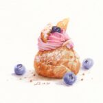  blueberry food food_focus fruit lisazhou_art no_humans nut_(food) original painting_(medium) pastry simple_background traditional_media watercolor_(medium) white_background 