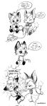  2024 anthro bat bell bell_collar black_and_white canid canine collar comet_(silverfox5213) comic dialogue duo electronics eyes_closed featureless_crotch fox fur game_console gaming grimace hair hi_res hitting_another male mammal membrane_(anatomy) membranous_wings monochrome nude open_mouth pain pawpads playing_video_game red_fox silverfox5213 silverfox5213_(character) sitting speech_bubble true_fox wings 