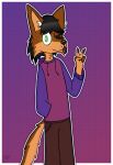  absurd_res anthro canid canine canis clothed clothing digital_media_(artwork) fox fur green_eyes hair hi_res male mammal pawpads rahony silly_face simple_background solo tail wolf 