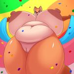  1:1 4_fingers absurd_res anthro belly big_breasts big_nipples bisexual_pride_colors black_nose breasts canid canine deep_navel dipstick_ears dipstick_tail ear_markings eyebrows female fingers fox fur genitals gloves_(marking) hi_res hidenafox huge_breasts inner_ear_fluff lgbt_pride mammal markings multicolored_body multicolored_ears multicolored_fur navel nipples open_mouth orange_body orange_fur pink_nipples pink_tongue pride_colors purple_eyes pussy solo standing tail tail_markings tan_inner_ear_fluff tongue transgender_pride_colors tuft 