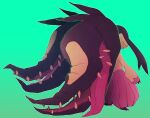 closed_mouth covered_eyes extra_mouth gh0uli green_background mawile mega_mawile mega_pokemon no_humans pokemon pokemon_(creature) saliva sharp_teeth simple_background smile solo standing standing_on_one_leg teeth tongue tongue_out 