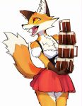  absurd_res alcohol anthro arm_tuft balancing balancing_object beer beer_mug beverage bottomwear breasts canid canine cheek_tuft chest_tuft clothed clothing dress exposed_shoulder facial_tuft female fox hi_res holidays mammal noconcession oktoberfest open_mouth shoulder_tuft skirt solo stacking tuft 