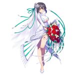  1girl artist_request beads black_hair bob_cut bouquet breasts bridal_veil clothing_cutout collar dress earrings final_gear flower full_body hair_between_eyes highres holding holding_bouquet jewelry kristina_(final_gear) long_sleeves looking_at_viewer no_socks official_art pleated_dress red_flower red_rose rose shoe_strap sidelocks simple_background sleeves_past_elbows smile solo tachi-e thigh_strap third-party_source transparent_background tulip underboob underboob_cutout veil wedding_dress white_collar white_dress white_flower white_footwear white_rose white_sleeves white_tulip white_veil yellow_eyes 