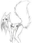  2024 ami_(oonami) anthro belly bent_over bottomwear clothed clothing ear_tuft eurasian_red_squirrel female flat_chested greyscale hair hi_res mammal monochrome oonami rodent sciurid shorts solo translucent translucent_hair tree_squirrel tuft 