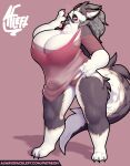 absurd_res alwaysfaceleft anthro anthrofied big_breasts bra breasts canid canine canis chest_tuft claws cleavage clothed clothing colored crossgender eyes_closed female female_anthro finger_claws fluffy fluffy_tail hair hand_on_hip hi_res huge_breasts leg_markings link_(wolf_form) long_hair mammal markings mtf_crossgender nintendo open_mouth panties shaded shirt socks_(marking) solo standing tail teeth the_legend_of_zelda toe_claws topwear translucent translucent_clothing translucent_shirt translucent_topwear tuft underwear wolf yawn