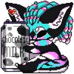  1:1 2024 animated anthro beverage beverage_can biped black_body black_fur black_hair black_hand black_hands blue_body blue_fur blue_hair body_hair candy canid canine canis chocolate chocolate_milk colored container dairy_products dessert digital_drawing_(artwork) digital_media_(artwork) digitigrade flavored_milk fluffy fluffy_ears fluffy_hair fluffy_tail fluffybush fluffybush_(rexouium) food fur fur_markings hair heart_reaction heart_symbol holding_object hug likara love low_res male mammal markings milk multicolored_body multicolored_tail pink_body pink_fur pink_hair pixel_(artwork) pixel_animation rexouium short_playtime solo tail tail_tuft tuft white_body white_fur white_hair 