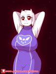  animated anthro big_breasts boss_monster bovid breasts caprine clothed clothing female fur mammal mature_anthro mature_female rainven simple_background smile solo toriel undertale undertale_(series) video_games white_body white_fur 