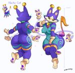  2024 3_toes 4_arms anthro bell bell_collar big_breasts breasts clothing collar dream_eater feet felid feline female feral gloves gold_markings handwear hi_res kingdom_hearts mammal markings mostly_nude_anthro mostly_nude_female multi_arm multi_limb multicolored_body nipples purple_body reference_image short_stack simple_background solo square_enix tan_body teal_body teal_collar teal_nipples thick_thighs toes whiskers white_clothing white_gloves white_handwear wide_hips zinnick 