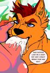  anthro anthro_penetrated balls bodily_fluids canid canine cum cum_in_mouth cum_inside daddy_kink daddytwinkle duo english_text faceless_character faceless_male fellatio fluffy fox genital_fluids genitals glare halftone hi_res human human_on_anthro human_penetrating human_penetrating_anthro interspecies male male/male mammal oral oral_penetration oral_request penetration penile sex shaded solo_focus text 