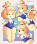 :&gt; animal_crossing anthro areola areola_slip artist_name bedroom_eyes big_butt black_eyes black_pasties blonde_hair bottom_heavy breasts butt canid canine canis clothing domestic_dog eyebrows eyelashes eyes_closed female fur hair half-closed_eyes heart_symbol hi_res isabelle_(animal_crossing) looking_at_viewer looking_back mammal multiple_angles narrowed_eyes nintendo one-piece_swimsuit onigiri_punch open_mouth pasties raised_tail rear_view seductive slightly_chubby slightly_chubby_female small_breasts smile solo swimwear tail thick_eyebrows thick_thighs undressing updo wide_hips yellow_body yellow_fur