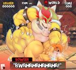 2021 absurd_res anal anal_penetration anthro big_butt bodily_fluids bowser butt dialogue digital_media_(artwork) duo eulipotyphlan fan_character from_behind_position genital_fluids hedgehog hi_res huge_butt humanoid interspecies koopa laugh male male/male mammal mario_bros mr5star nintendo penetration scalie sega sex size_difference sonic_the_hedgehog_(series) text xavier_(bloodythunder)