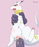 abdominal_bulge bandai_namco blush bodily_fluids claws collar cum cum_in_pussy cum_inflation cum_inside digimon digimon_(species) disembodied_hand disembodied_penis duo ear_piercing ear_ring female female_feral female_penetrated feral feral_penetrated fleshlight_position genital_fluids genitals hi_res holding_neck inflation kudamon male male/female male_on_feral male_penetrating male_penetrating_female male_penetrating_feral padawanko penetration penile penile_penetration penis penis_in_pussy piercing pink_background pussy ring_piercing saliva sex simple_background size_difference smaller_female smaller_feral smaller_penetrated spread_legs spreading sweat vaginal vaginal_penetration white_body yellow_eyes
