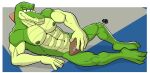  2024 abs american_football anthro athletic athletic_anthro athletic_male ball biceps clothing covering covering_crotch covering_penis crocodile crocodilian crocodylid digital_media_(artwork) feet football_player gloves green_body green_skin gridiron_ball handwear hi_res hunter-husky looking_at_viewer lying male muscular muscular_anthro muscular_male muscular_thighs narrowed_eyes navel nipples nude on_side pecs reptile scalie sega simple_background smile solo sonic_the_hedgehog_(series) sport vector_the_crocodile 