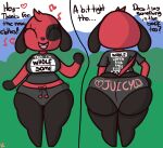  animal_crossing anthro barely_contained big_butt bottomwear butt butt_cleavage canid canine canis cherry_(animal_crossing) clothed clothing curvy_figure domestic_dog female gesture hi_res hotpants hourglass_figure klutzatdusk mammal nintendo short_stack shorts skimpy solo thick_thighs tight_clothing waving waving_at_viewer wide_hips 