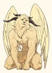  2kgjnbg absurd_res anthro claws delicious_in_dungeon felid hi_res horn lion male mammal multi_eye muscular pantherine smile solo winged_lion_(delicious_in_dungeon) wings 