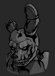  angry animatronic anthro black_nose bust_portrait five_nights_at_freddy&#039;s five_nights_at_freddy&#039;s_3 grey_background greyscale hi_res lagomorph leporid long_ears looking_at_viewer machine male mammal monochrome nanodude78 portrait rabbit robot scottgames simple_background solo springtrap_(fnaf) teeth wire withered 