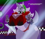  2022 4_fingers absurd_res against_surface animatronic anthro big_breasts bracelet breasts breasts_against_glass canid canine canis collar english_text eyeshadow female fingers five_nights_at_freddy&#039;s five_nights_at_freddy&#039;s:_security_breach hair hi_res jewelry lipstick looking_at_viewer lunis1992 machine makeup mammal on_glass purple_eyeshadow purple_hair robot roxanne_wolf_(fnaf) scottgames smile solo spiked_bracelet spiked_collar spikes text thick_thighs video_games wolf yellow_eyes 