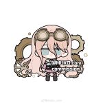  1girl artist_name barbed_wire belt black_belt black_choker blonde_hair blue_bow blue_bowtie blue_eyes blush_stickers boots bow bowtie brown-framed_eyewear brown_footwear chibi chinese_commentary choker commentary_request commission danganronpa_(series) danganronpa_v3:_killing_harmony eyes_visible_through_hair flat_color gears goggles goggles_on_head hair_between_eyes high_belt highres iruma_miu knee_boots long_hair long_sleeves looking_at_viewer miniskirt muko_com multiple_belts no_mouth o-ring o-ring_belt over-kneehighs pink_serafuku pink_shirt pink_skirt pleated_skirt round_eyewear sailor_collar school_uniform serafuku shirt simple_background skirt sleeves_past_wrists socks solo straight-on thigh_belt thigh_strap thighhighs very_long_hair weibo_watermark white_background white_sailor_collar white_socks 