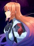  1girl aburai_yui blue_eyes breasts elhaym_van_houten gloves long_hair orange_hair simple_background solo uniform very_long_hair xenogears 