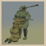 1:1 2024 absurd_res anthro belly belly_grab big_belly big_breasts big_butt blue_eyes blush breasts butt colored dark_nipples duo female female/female green_body hand_on_head hi_res kneeling living_machine living_tank living_vehicle m26_pershing machine nadia_(panzerschreckleopard) nude overweight overweight_female panzerschreckleopard purple_eyes scarlett_(panzerschreckleopard) t-10_(tank) tank vehicle wide_hips