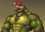  2023 abs anthro barazoku biceps big_muscles biped christmas christmas_clothing christmas_headwear clothing glaucablitz hat headgear headwear holidays hypnotic_visor lizard male muscular muscular_anthro muscular_male muscular_sub pecs reptile santa_hat scalie solo standing submissive submissive_anthro submissive_male 