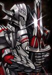  1girl absurdres armor fate/apocrypha fate_(series) full_armor helmet highres holding holding_sword holding_weapon long_sword mordred_(fate) mordred_(fate/apocrypha) silverchariotx solo sword twitter_username upper_body weapon 