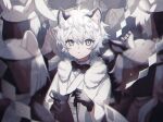  1boy androgynous animal_ears blue_eyes cat_boy cat_ears cat_tail namiki_itsuki original pale_skin tail white_hair 