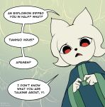  anthro clothing dialogue eyelashes felid feline female fur green_background green_clothing heng_(nine_sols) hi_res looking_at_viewer mammal nine_sols open_mouth rainbow_chromatic red_candle_games red_eyes simple_background solarian solo speech_bubble talking_to_viewer text white_body white_fur 