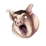  aj75398 anthro bodily_fluids brown_hair dewlap_(anatomy) domestic_pig double_chin drooling hair hi_res human human_to_anthro male mammal mid_transformation open_mouth overweight overweight_anthro overweight_male saliva saliva_string scared simple_background solo species_transformation suid suina surprise sus_(pig) teeth tongue transformation tusks weight_gain white_background 