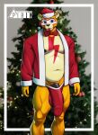  alternate_color anthro big_bulge big_penis black_nose black_penis bodypaint bow_tie bulge christmas christmas_clothing christmas_headwear christmas_tree clothing costume detailed_bulge ear_piercing face_paint five_nights_at_freddy&#039;s five_nights_at_freddy&#039;s:_security_breach genital_outline genitals glamrock_freddy_(fnaf) hat headgear headwear hi_res holidays looking_at_viewer male mammal nipples orange_body penis penis_outline piercing pirin-apex plant santa_costume santa_hat scottgames solo topwear tree ursid video_games 