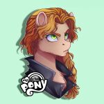  anthro clothing equid equine fur green_eyes hair hasbro hi_res horse jacket leather leather_clothing leather_jacket leather_topwear machawba mammal metal_family my_little_pony pony red_hair solo tan_body tan_fur topwear vicky victoria victoria_(metal_family) 