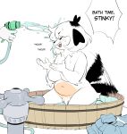  absurd_res anthro bath breasts canid canine canis domestic_dog eyes_closed featureless_breasts female gaboy hi_res hose mammal open_mouth pubes puppychan slightly_chubby smile solo tagme water 