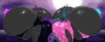  anthro areola arthropod bencs big_breasts breasts butt changeling clothed clothing digital_media_(artwork) duo female fingers friendship_is_magic full_moon hasbro hi_res horn huge_breasts hyper hyper_breasts moon my_little_pony nipples open_mouth queen_chrysalis_(mlp) wings 